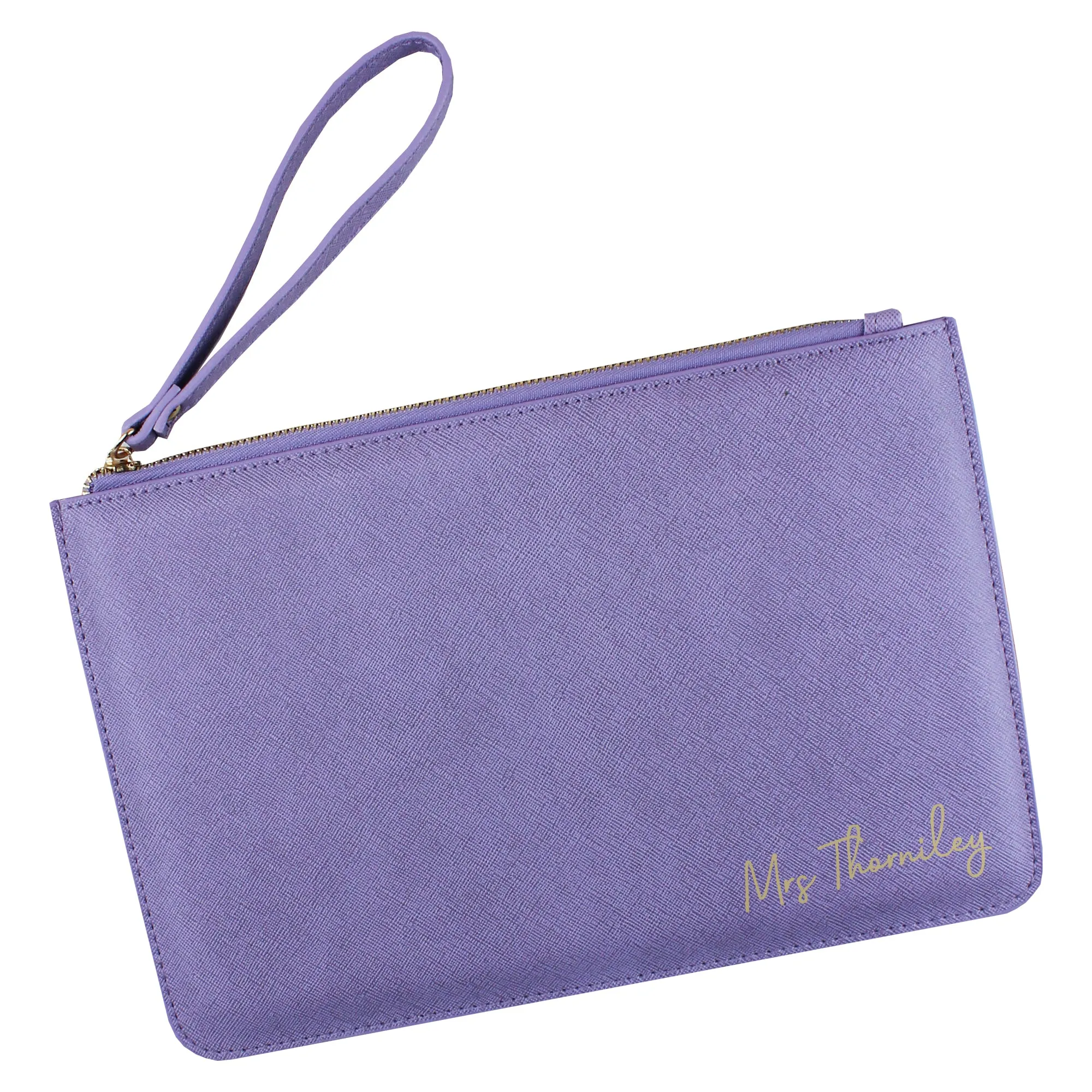 Personalised PU Leather "Mrs" Clutch Bag with Wristlet