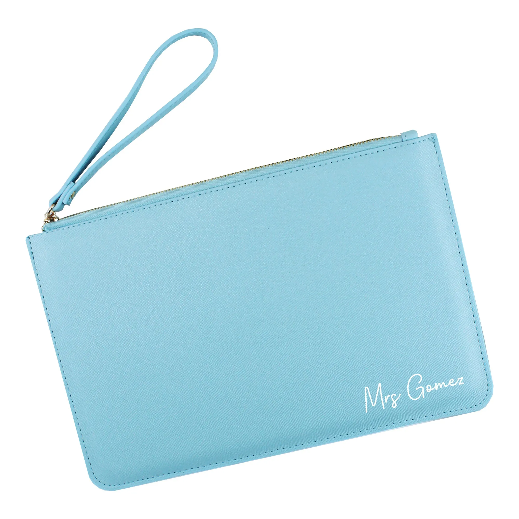 Personalised PU Leather "Mrs" Clutch Bag with Wristlet