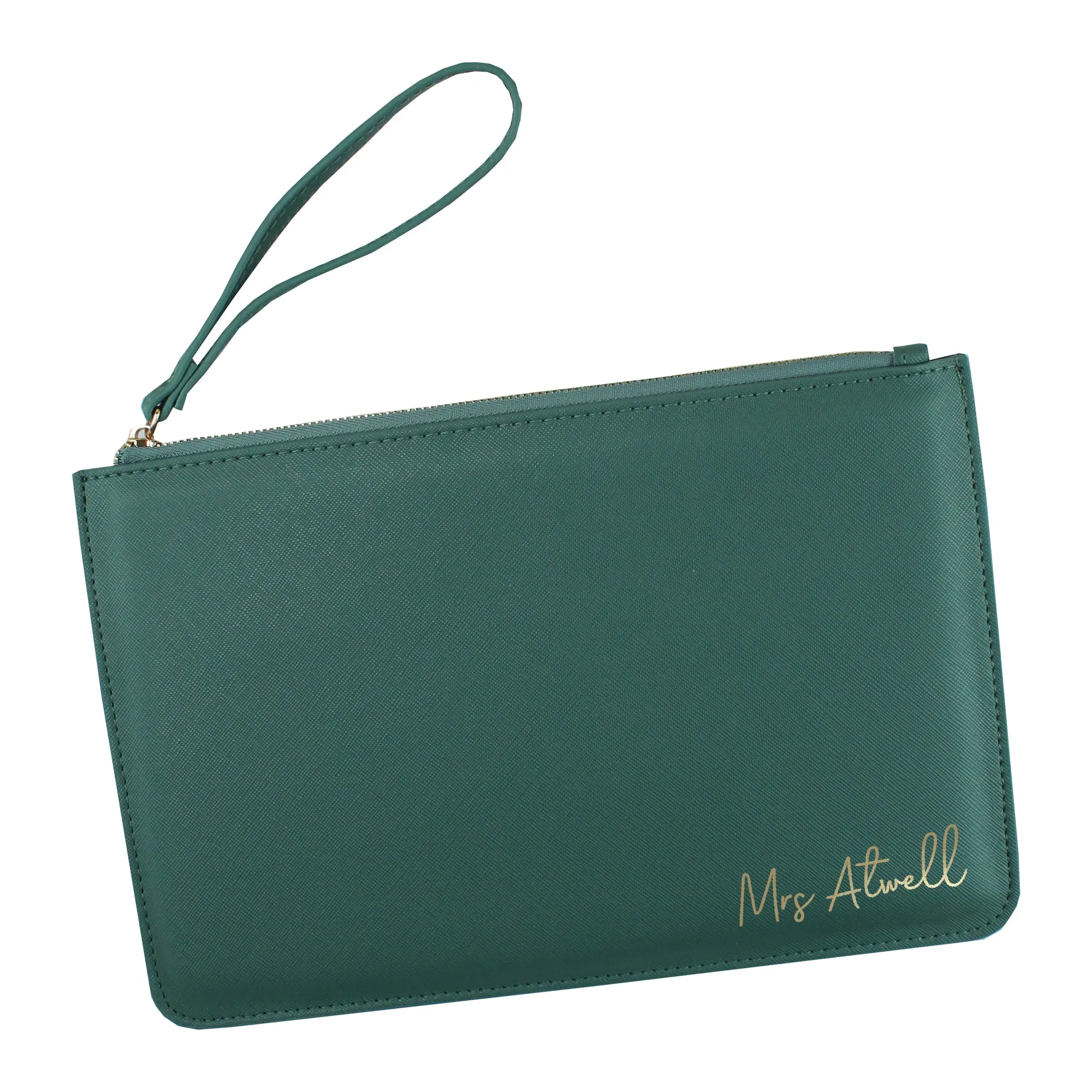 Personalised PU Leather "Mrs" Clutch Bag with Wristlet
