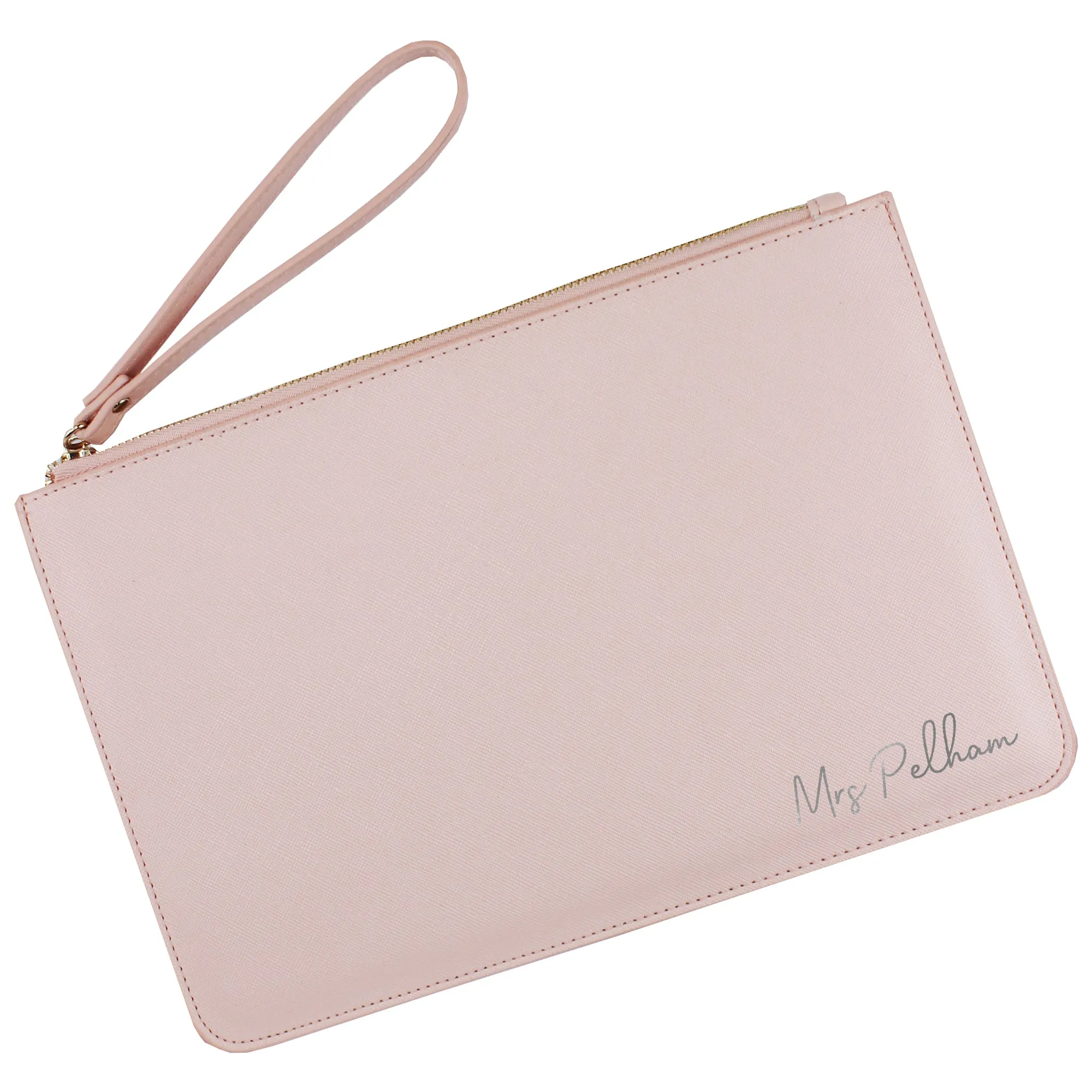 Personalised PU Leather "Mrs" Clutch Bag with Wristlet