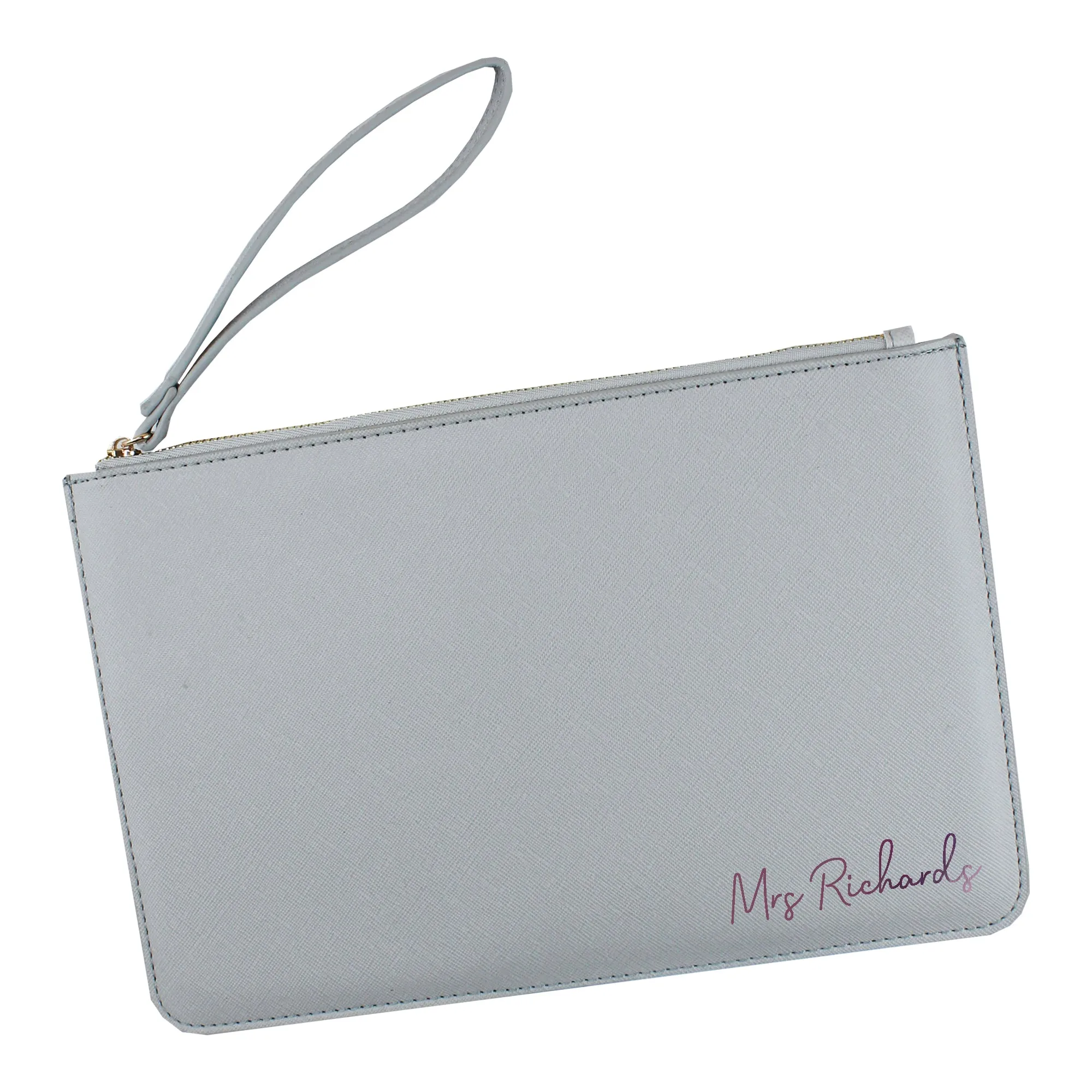 Personalised PU Leather "Mrs" Clutch Bag with Wristlet