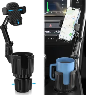 Phone Holders for Your Car Cupholder, Car Cell Phone Mount with Cup Holder Expandable Base, 2 in 1 Car Phone Holder Mount, 360 Degree Rotating Neck, Fits All 4-7” Smartphones and Most Bottles, 1 Pack
