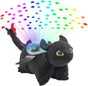 Pillow Pets NBC Universal How to Train Your Dragon Toothless Sleeptime Lite 11" Stuffed Animal Plush Toy , Rainbow , Black