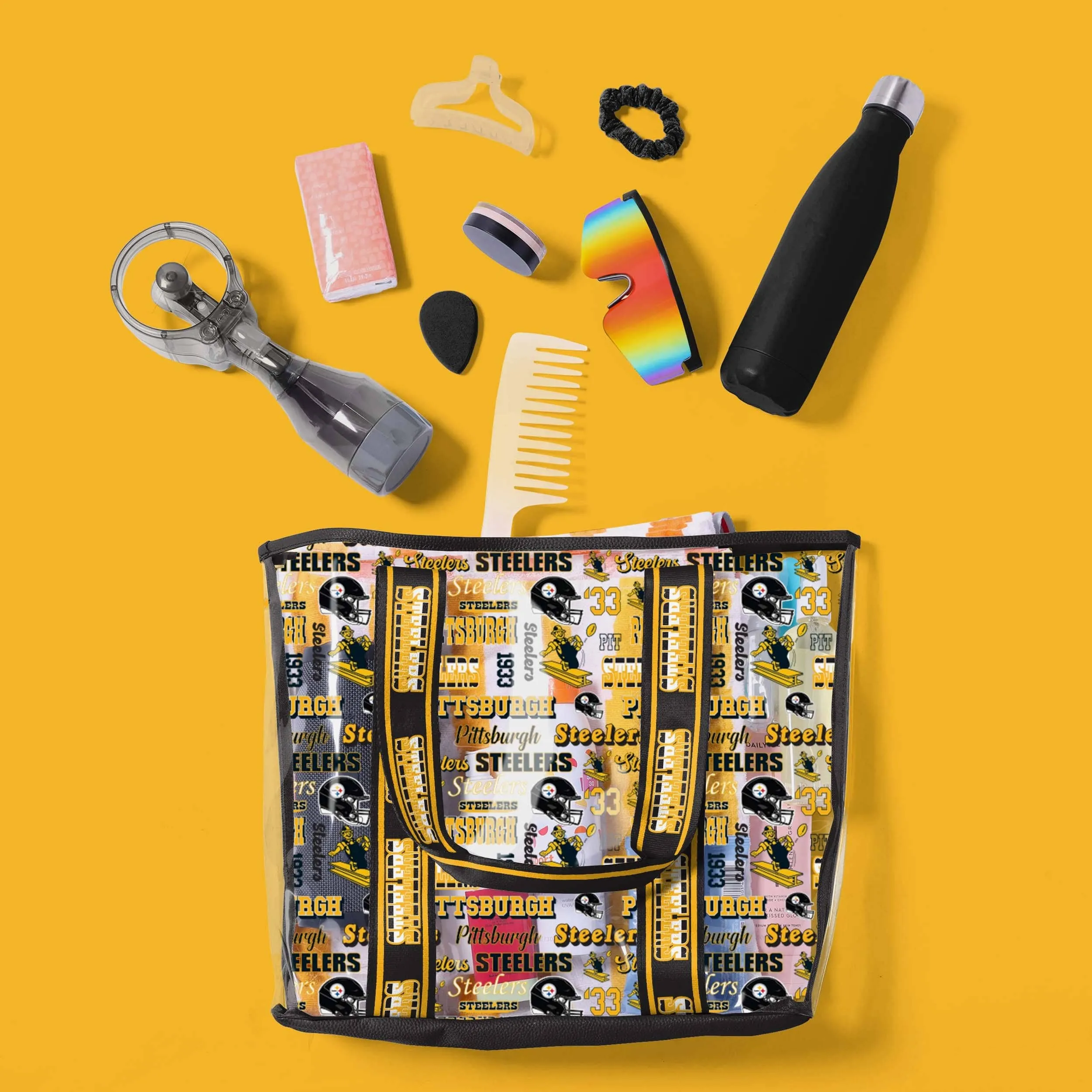 Pittsburgh Steelers Repeat Retro Print Clear Tote Bag