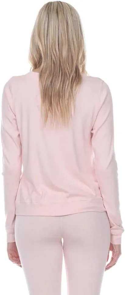 PJ Harlow womens Rib Knit Long Sleeve Scoop Neck Sweatshirt With Banded Bottom