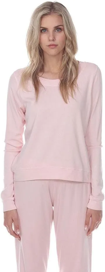 PJ Harlow womens Rib Knit Long Sleeve Scoop Neck Sweatshirt With Banded Bottom