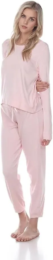 PJ Harlow womens Rib Knit Long Sleeve Scoop Neck Sweatshirt With Banded Bottom