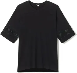 PJ Harlow Women's Riley-Rib Knit Baseball Tee with Satin Trim