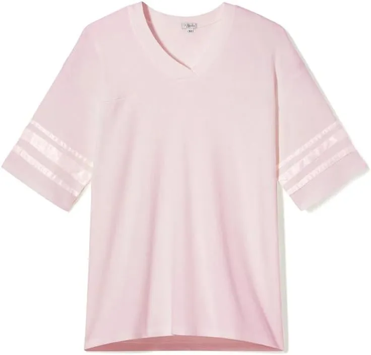 PJ Harlow Women's Riley-Rib Knit Baseball Tee with Satin Trim