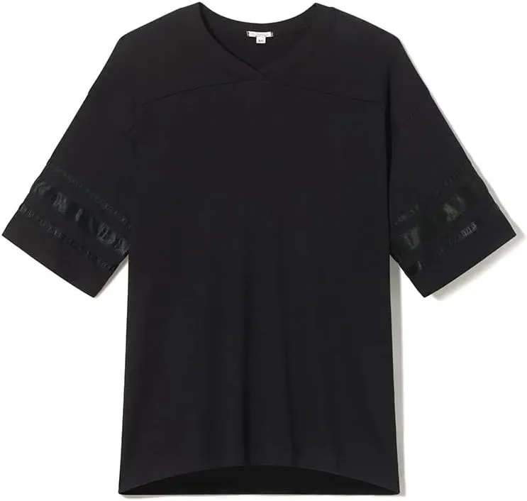 PJ Harlow Women's Riley-Rib Knit Baseball Tee with Satin Trim