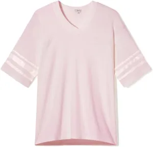 PJ Harlow Women's Riley-Rib Knit Baseball Tee with Satin Trim