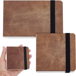 PLIGREAT 2 Pcs Watercolor Sketchbook Portable Watercolor Journal 300g Cotton Watercolor Paper 24 Sheets Watercolor Textured Drawing Paper Portable Coffee Color Travel Sketchbook (5.5"x3.5"/3.9"x3.9")