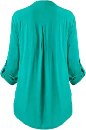 Plus Size Tops for Women Dressy Long Sleeve Mexican Embroidered Causal Shirts Fashion V Neck Button Down Fall Blouses