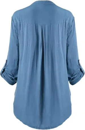 Plus Size Tops for Women Dressy Long Sleeve Mexican Embroidered Causal Shirts Fashion V Neck Button Down Fall Blouses