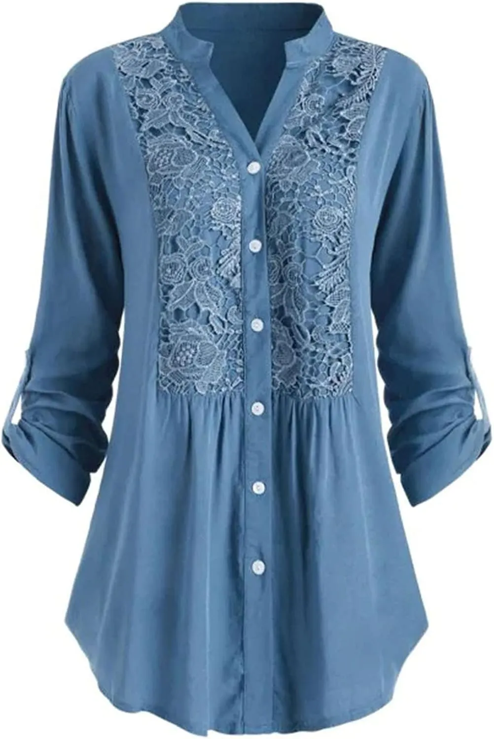 Plus Size Tops for Women Dressy Long Sleeve Mexican Embroidered Causal Shirts Fashion V Neck Button Down Fall Blouses
