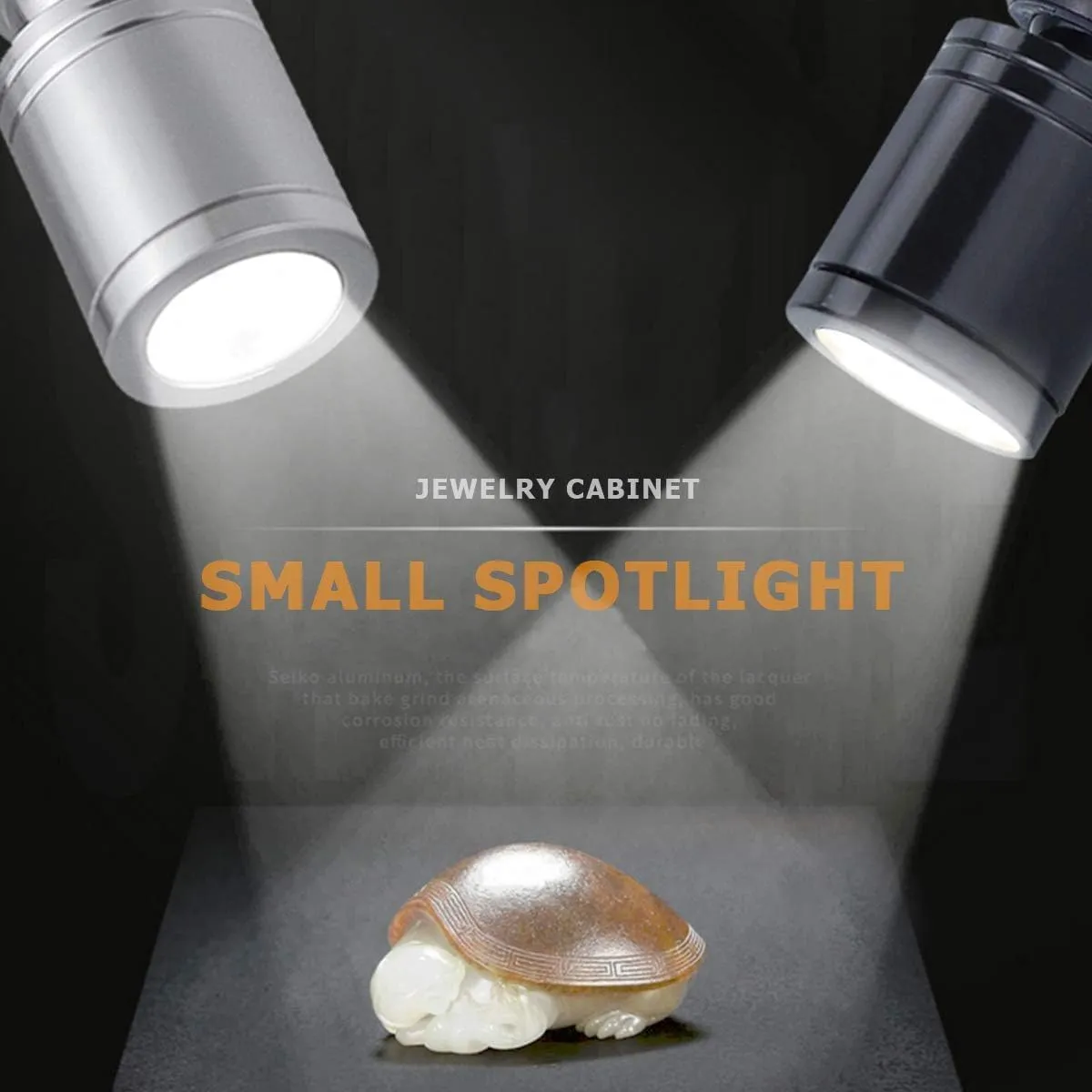 Pocketman Mini Spotlight Jewelry Showcase Fixture Display Lighting LED 1.5W DC12V Cabinet Light Counter Lamp Spot Light Indoor (Cold Light, Silver)