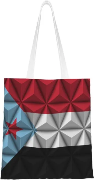 Polygon Effect Flag of South Yemen Tote Bag for Women Canvas Shopping Bags Reusable Large Capacity Casual Shoulder Handbags Grocery Bags