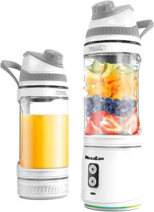 Portable Personal Blender for Smoothies, Protein Shakes, Frozen Drinks - 24Oz Blender Cup Bottle with Sip Spout, Travel Lid, USB-C Rechargeable, Cordless - Mini Small Blenders for Kitchen, Gym, Office