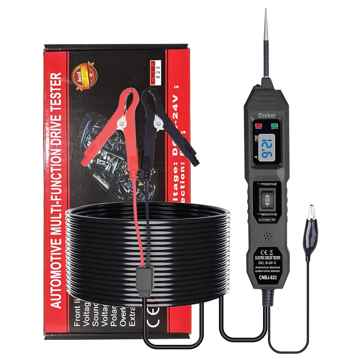 Power Circuit Probe Tester,6-24V DC Circuit Tester Automotive,Test Light,Fuse & Voltage Tester,Automotive Short Circuit Breake Finder Electrical Tools (Black)