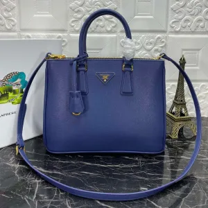 PRA GALLERIA 32 BAG IN NAVY BLUE SAFFIANO LEATHER