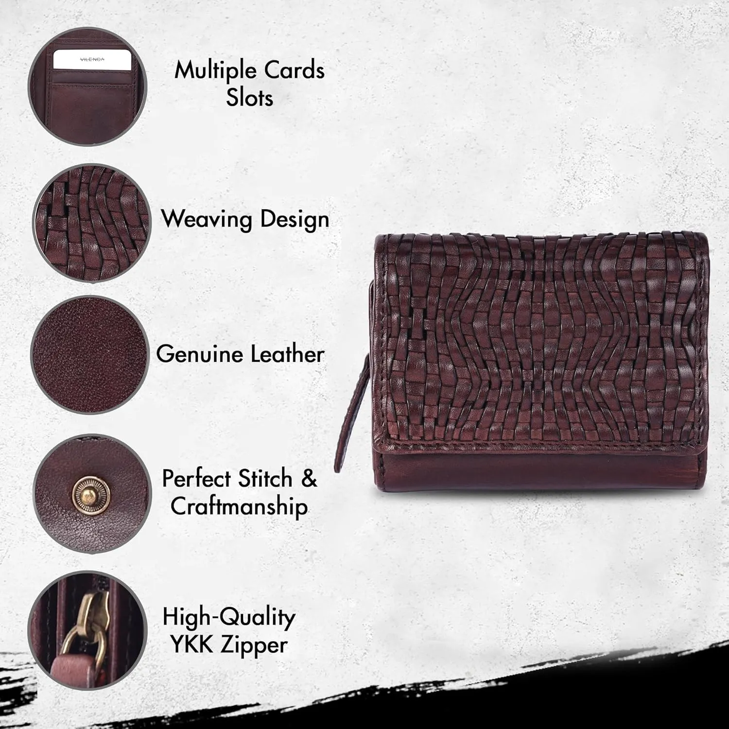 Premium Genuine Leather Women's Wallet: RFID Blocking, Multiple Card Slots, Zipper Pocket - Stylish & Durable - Perfect for Everyday Use (VL-408-Brown)