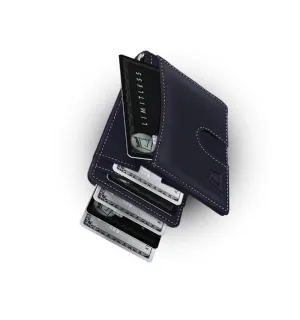 Premium Leather Money Clip Wallet by Kings Loot - Executive Blue