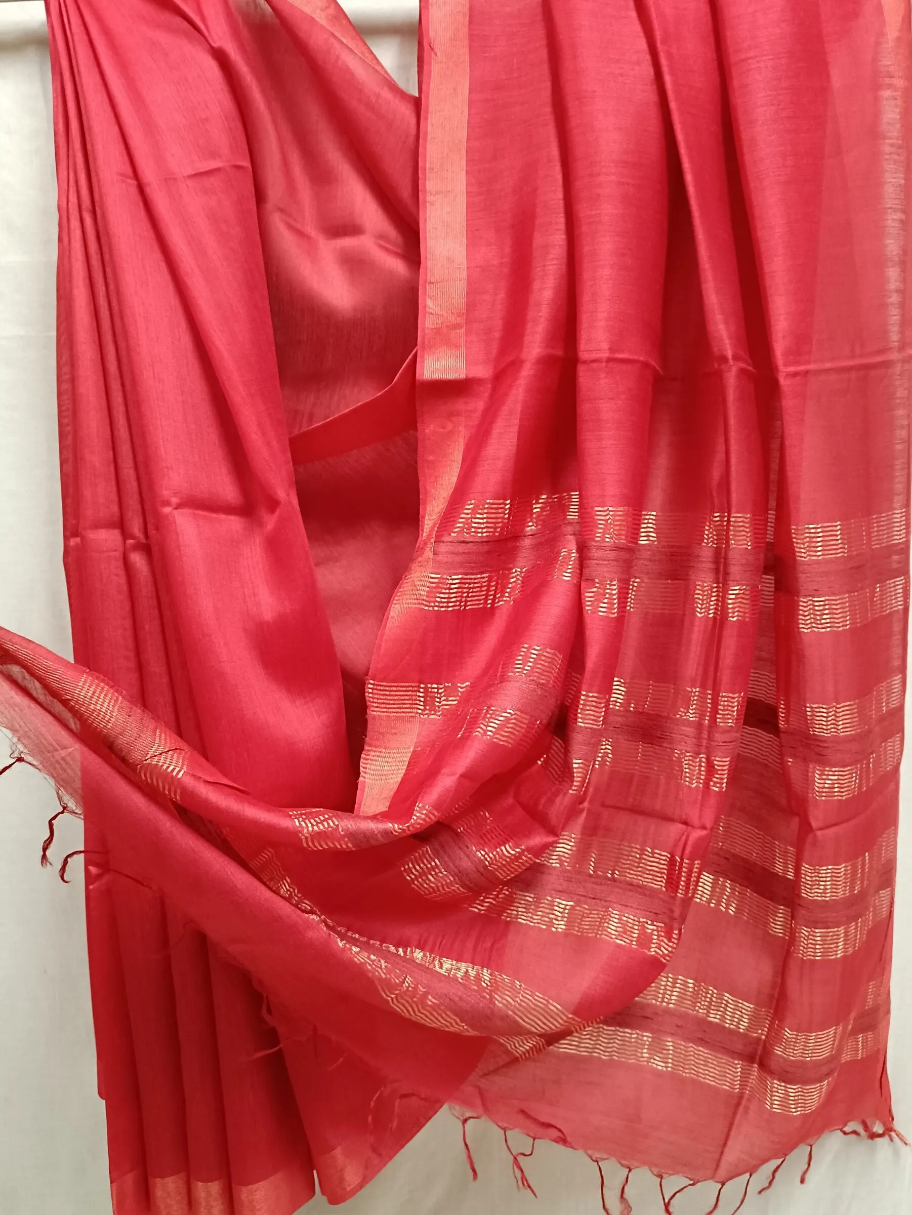 Premium Quality Soft Handloom Plain Tussar Silk Saree