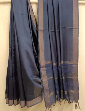 Premium Quality Soft Handloom Plain Tussar Silk Saree