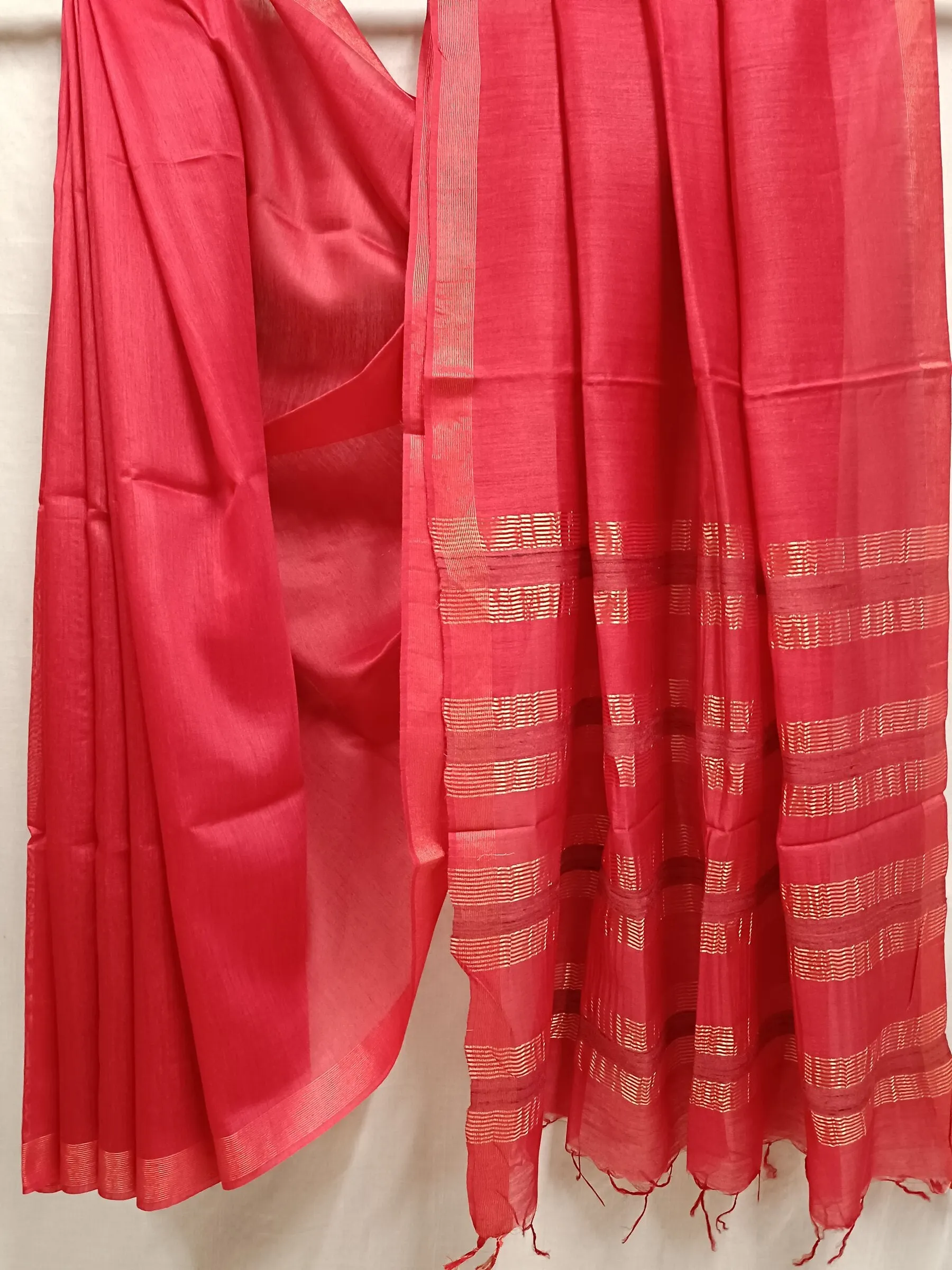 Premium Quality Soft Handloom Plain Tussar Silk Saree