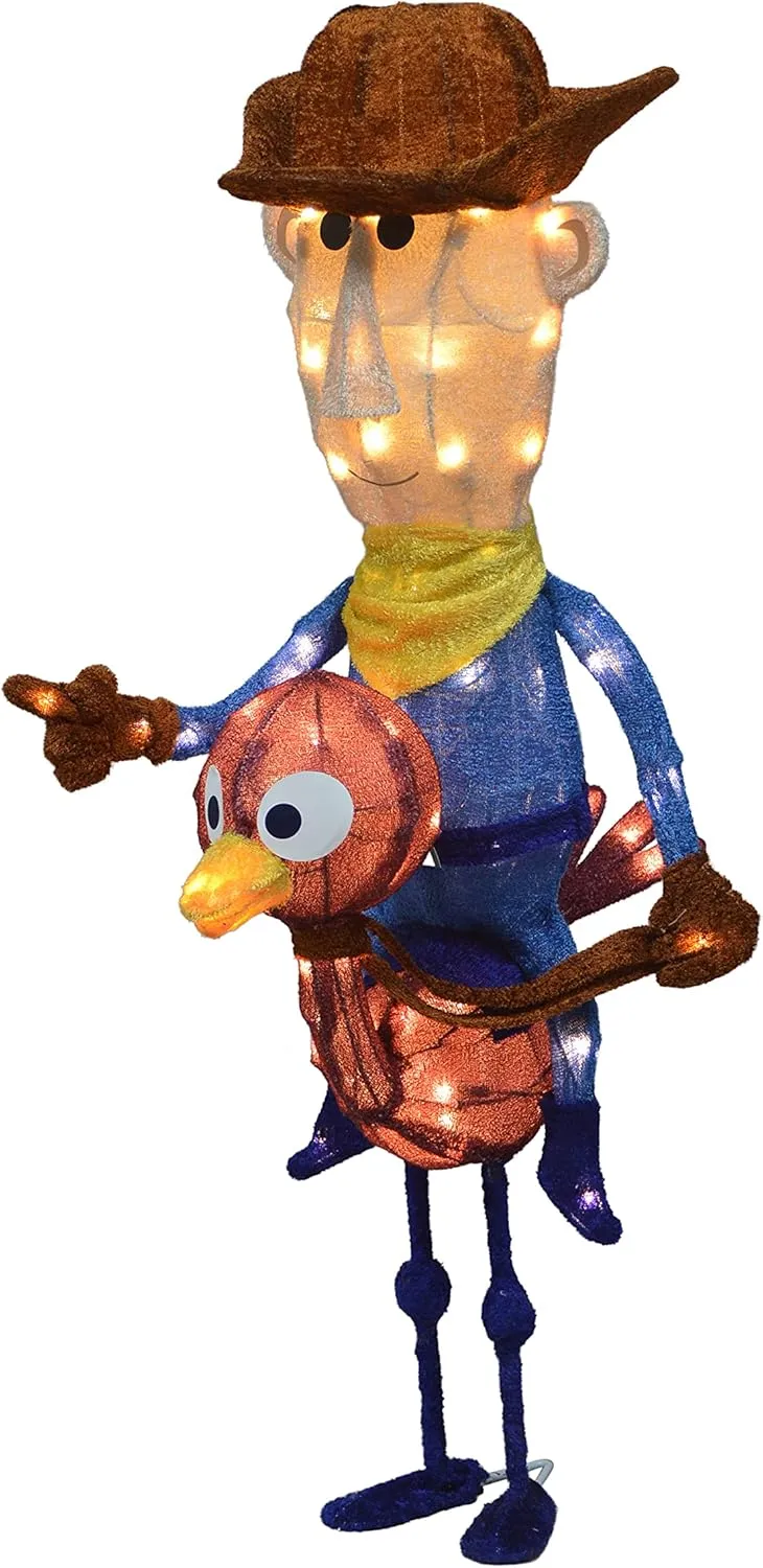 PRODUCTWORKS 32IN Rudolph 3D LED Yard Decor Misfit Cowboy with Ostrich