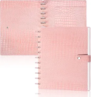 PU Leather 8.5*11in Discbound Cover And Disc Set with 11 Pcs Discbound Discs 1in Disc Bound Notebook Accessories Discbound Planner Cover Notebook Planner System For office(Not including book) (Pink)