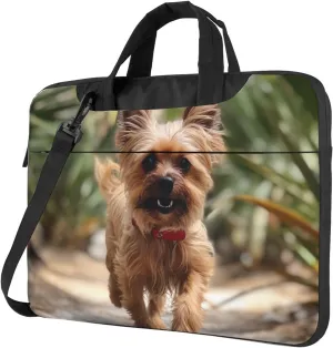 Puppy near Palm Tree Laptop Bag Laptop Messenger Shoulder Bag Travel Computer Bag for Women Men
