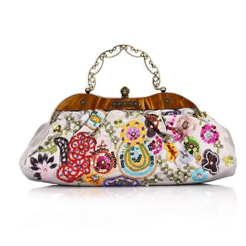 Pure hand-beaded silk embroidered Bag