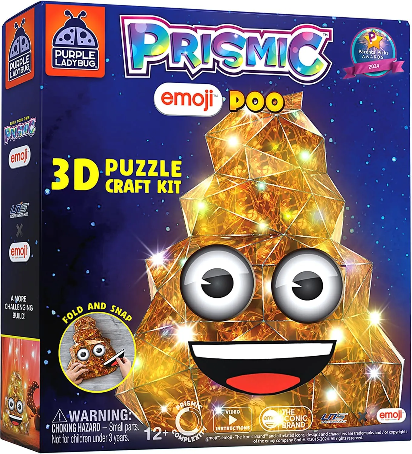 PURPLE LADYBUG PRISMIC Emoji Poo 3D Puzzle Craft Kit - Funny Light-Up Night Lamp DIY Toy for Teens, Girls & Boys Ages 12-17 Years Old, Hilarious Gift, Cute Room Decor, Cool Crafts for Kids & Tweens