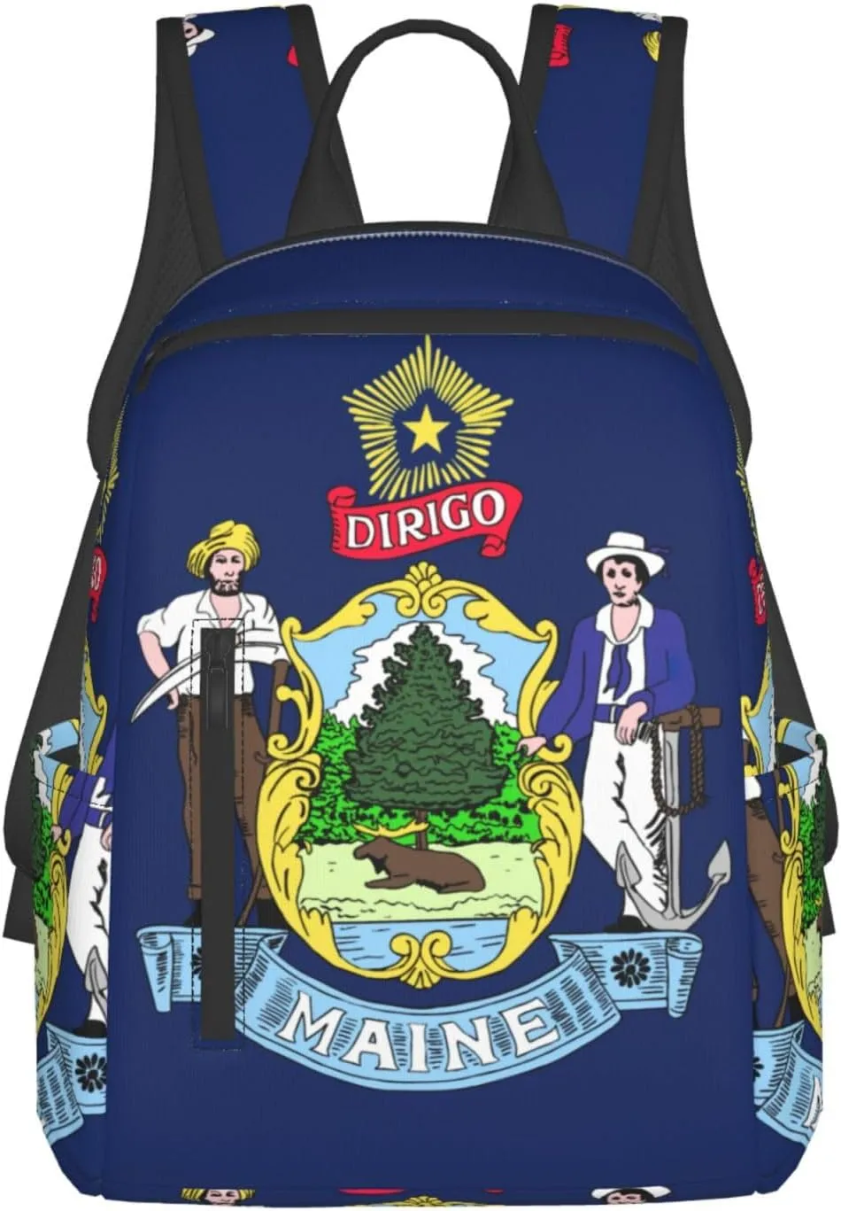 QIN&ZHENG Maine State Flag Print Personalized Backpack for Men Women Stylish Funny Casual Daypack for Travel Work Gym Bag