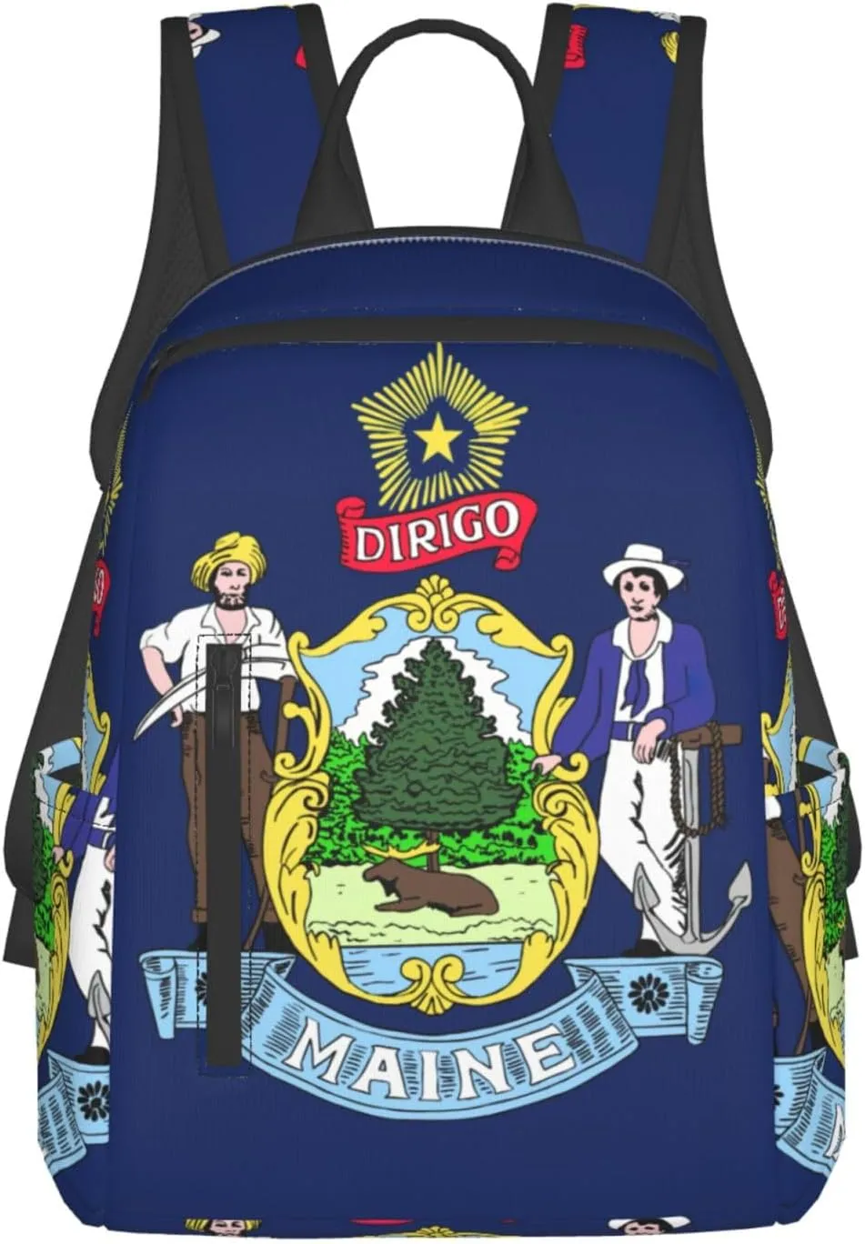 QIN&ZHENG Maine State Flag Print Personalized Backpack for Men Women Stylish Funny Casual Daypack for Travel Work Gym Bag