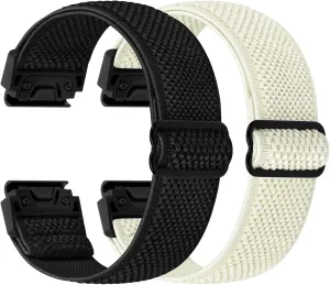 Quickfit 22mm Bands for Garmin Fenix 8 47mm/Fenix E 47mm/Fenix 7/Fenix 7 Pro/Fenix 6/Fenix 6 Pro/Fenix 5/5 Plus/Epix Gen 2/Approach S62/S60 Band,Elastic Watch Nylon Strap Wristband