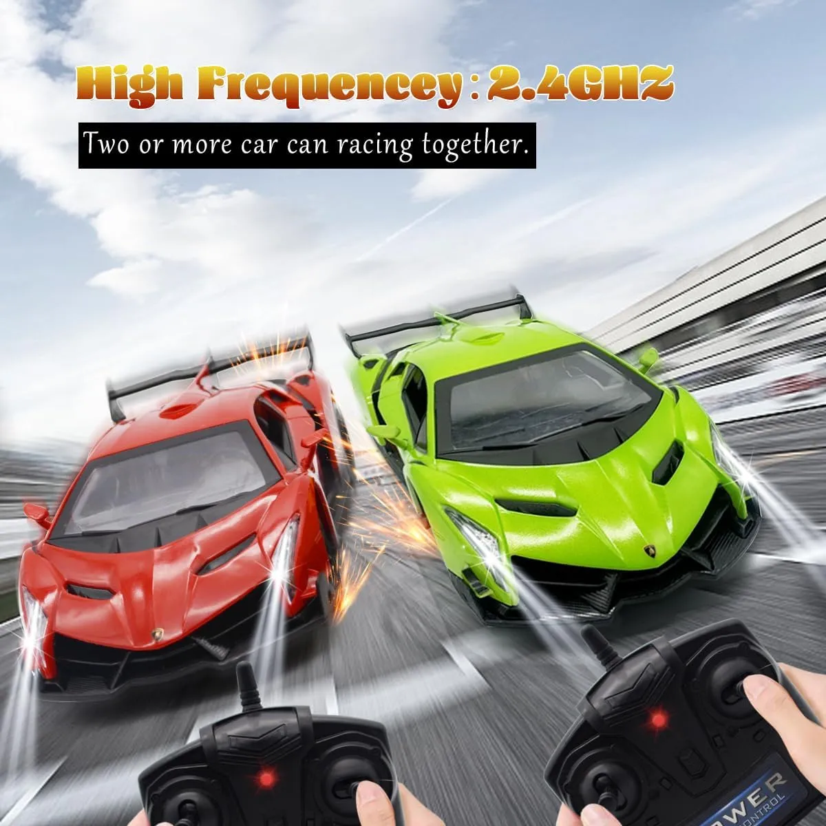 QUN FENG Lamborghini Remote Control Car 1:24 Scale Lambo Toy Car Officially Licensed Rc Cars with Light 2.4Ghz Model Car for Boys 4-7 Girls Birthday Gift, Green