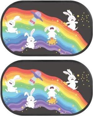 Rabbit Rainbow Car Sun Shade for Baby Kids 2 Pack Cling Side Window Car Rear Sunshades Universal with Storage Bag Sun Glare and UV Rays Protection