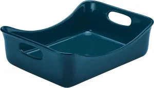 Rachael Ray Solid Glaze Ceramics Bakeware / Lasagna Pan / Baker, Rectangle - 9 Inch x 12 Inch, Marine Blue