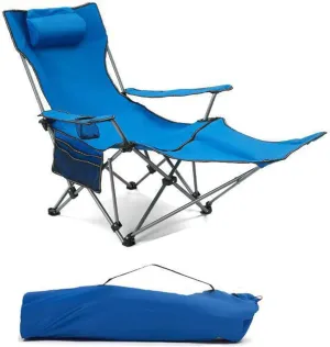 Reclining Folding Camping Chairs Portable Lounge Chair with Cup Holders & Storage Bag, Adjustable Lounge Chair for Camping Fishing Picnics BBQ Outdoor,B