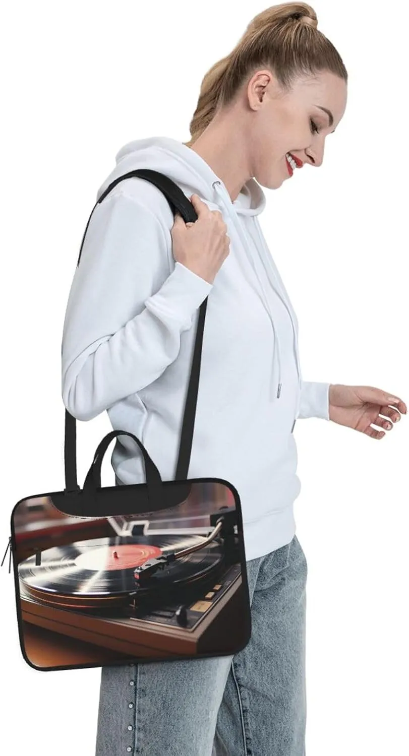 Record Player Laptop Bag for Women Men 15.6" Computer Sleeve Business Travel Briefcase Messenger Bag