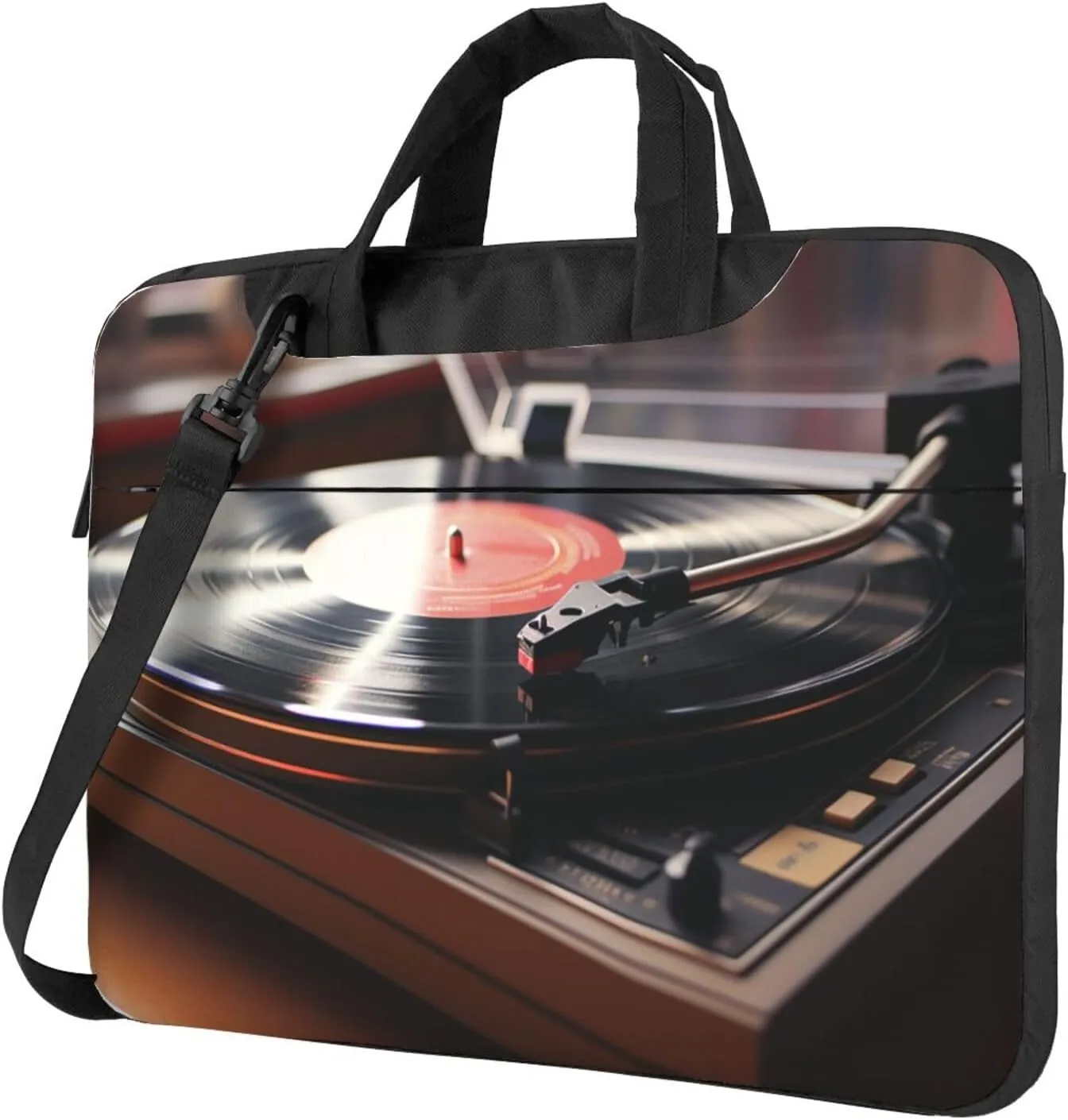 Record Player Laptop Bag for Women Men 15.6" Computer Sleeve Business Travel Briefcase Messenger Bag