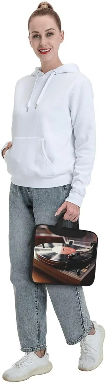 Record Player Laptop Bag for Women Men 15.6" Computer Sleeve Business Travel Briefcase Messenger Bag