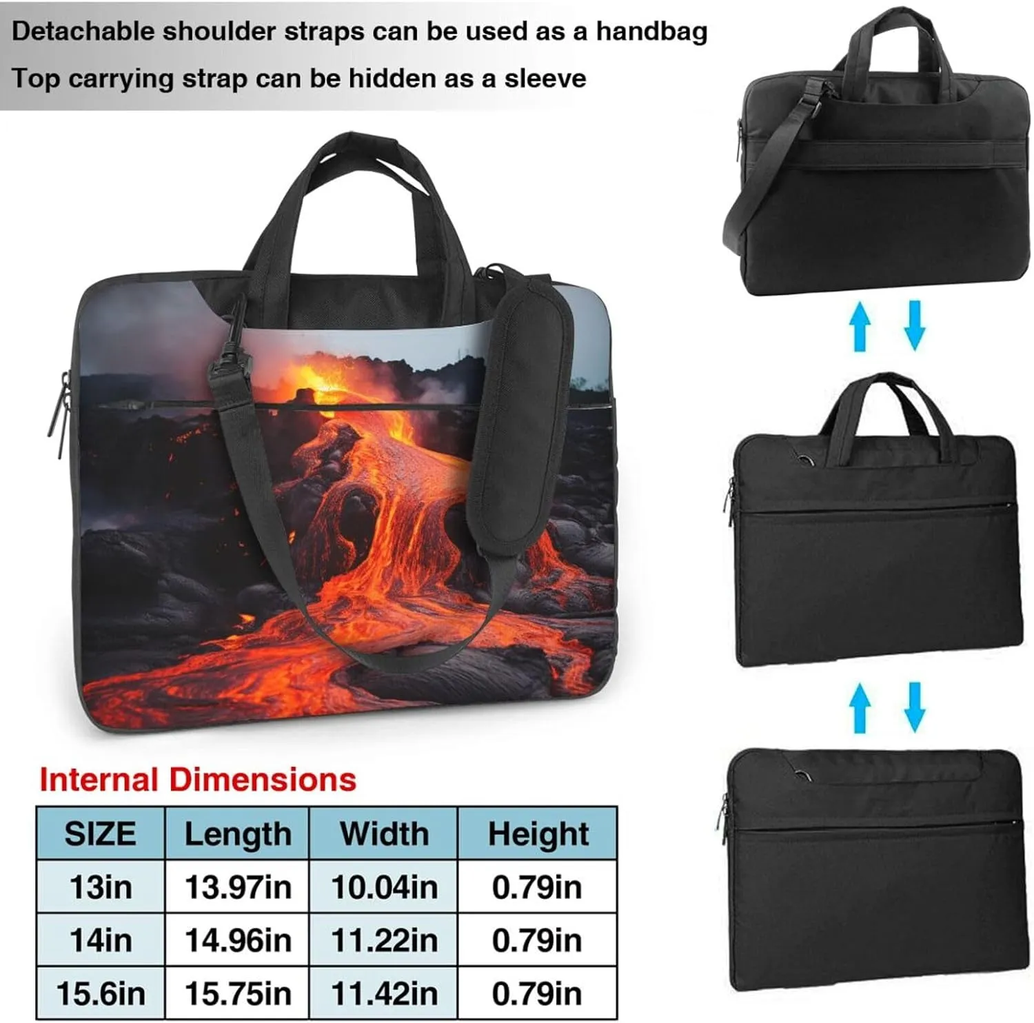 Red Hot Lava from Kilauea Volcano Laptop Bag for Women Men 15.6" Computer Sleeve Business Travel Briefcase Messenger Bag