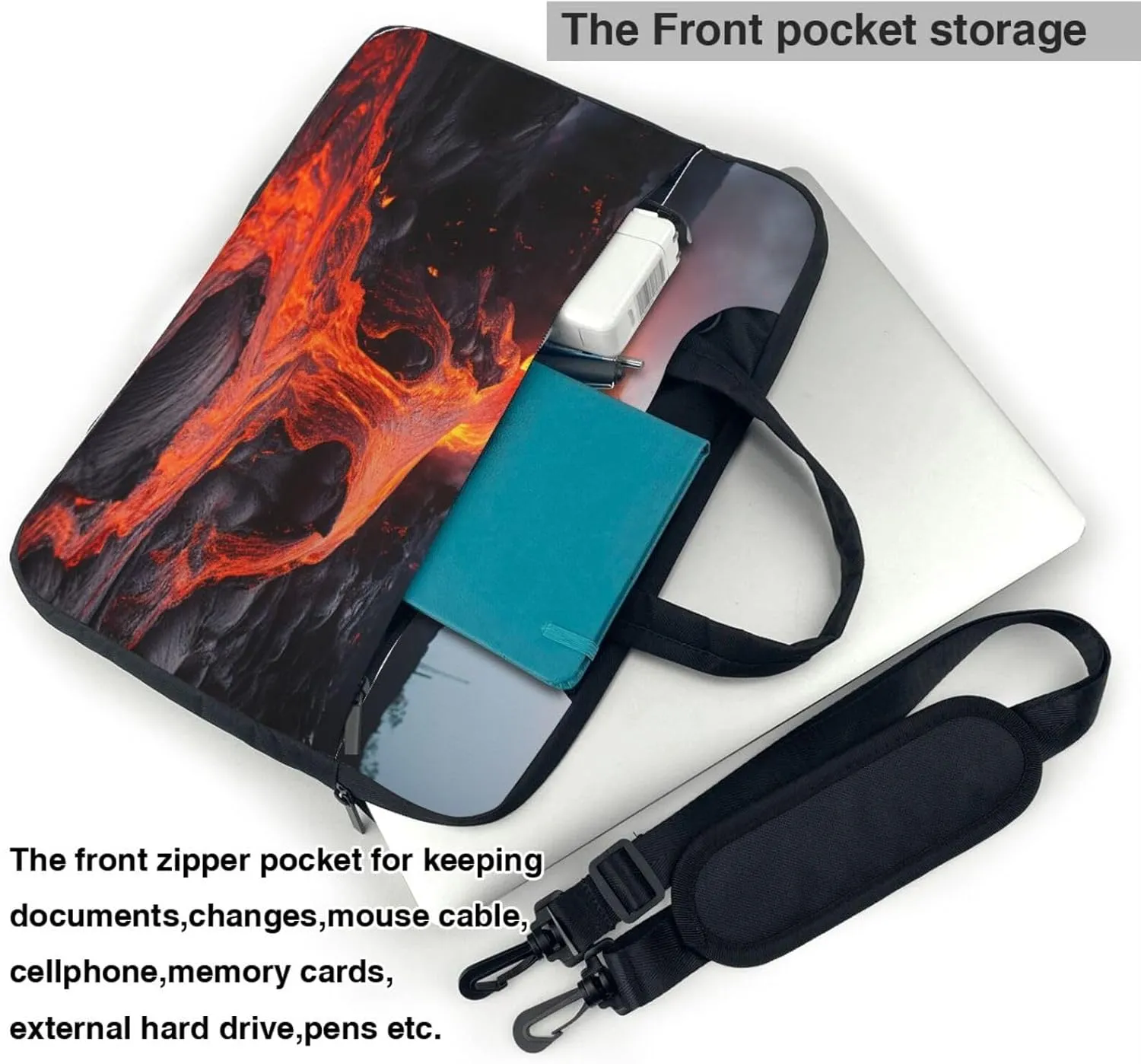 Red Hot Lava from Kilauea Volcano Laptop Bag for Women Men 15.6" Computer Sleeve Business Travel Briefcase Messenger Bag