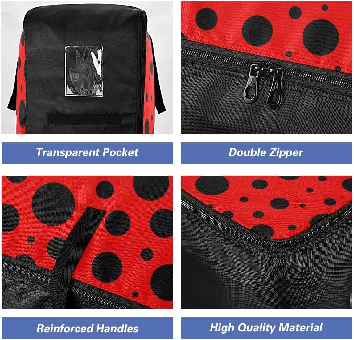 Red Polka Dots Storage Bags Moving Storage Totes with Sturdy Zipper Collapsible Storage Totes for Storing, Camping, Packing and Moving Supplies