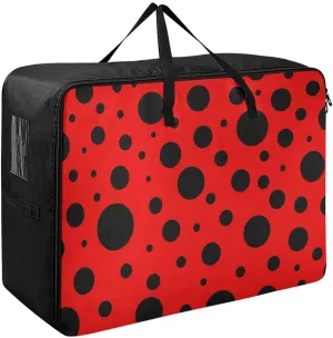 Red Polka Dots Storage Bags Moving Storage Totes with Sturdy Zipper Collapsible Storage Totes for Storing, Camping, Packing and Moving Supplies