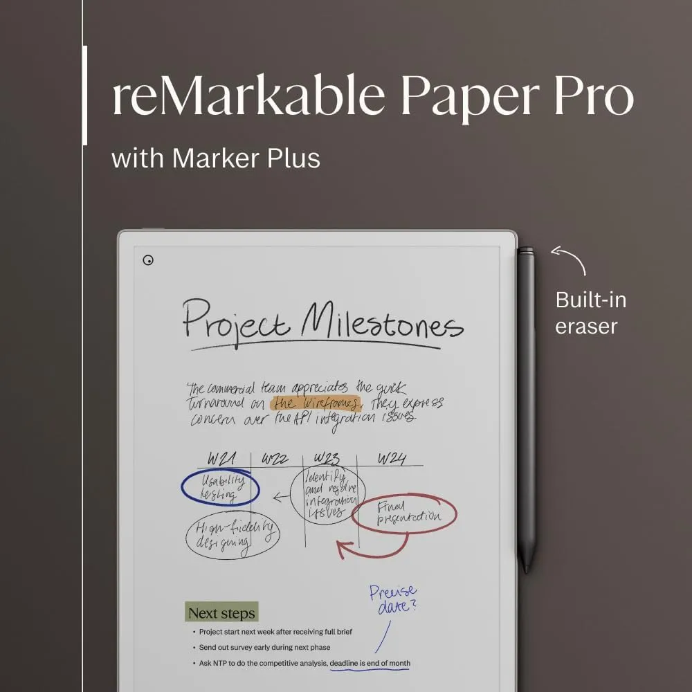 reMarkable Paper Pro Bundle – Includes 11.8” reMarkable Paper Tablet, and Marker Plus Pen with Eraser