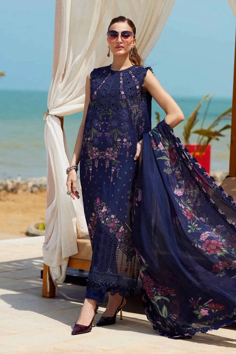 Restocked/Maria B Luxury Lawn 25/Vol 2/D 10/Navy